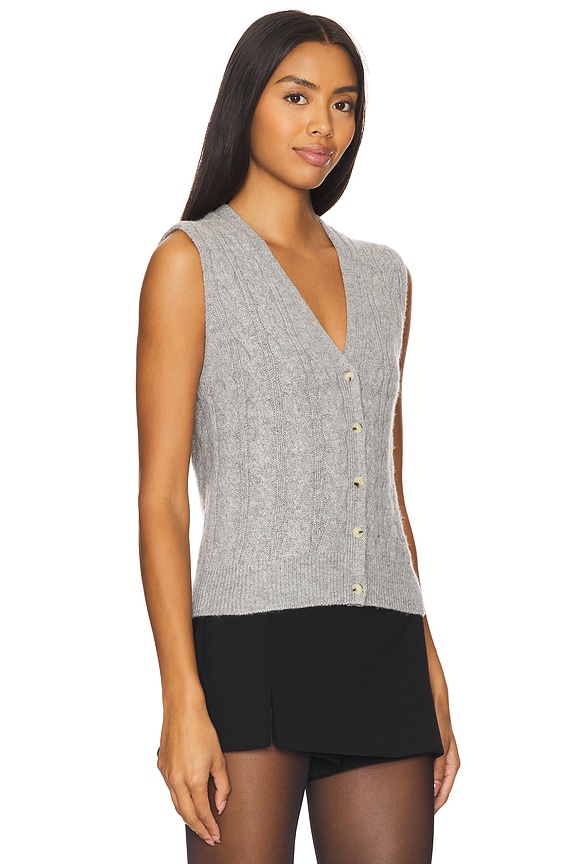 view 2 of 4 Cable Button Vest in Silver Dust