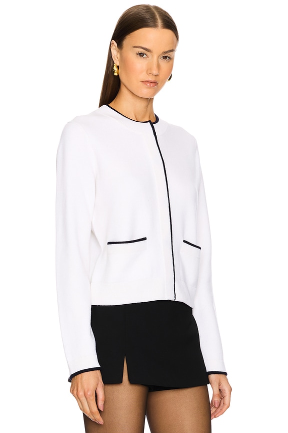 view 2 of 4 Contrast Tipped Snap Cardigan in Off White & Coastal