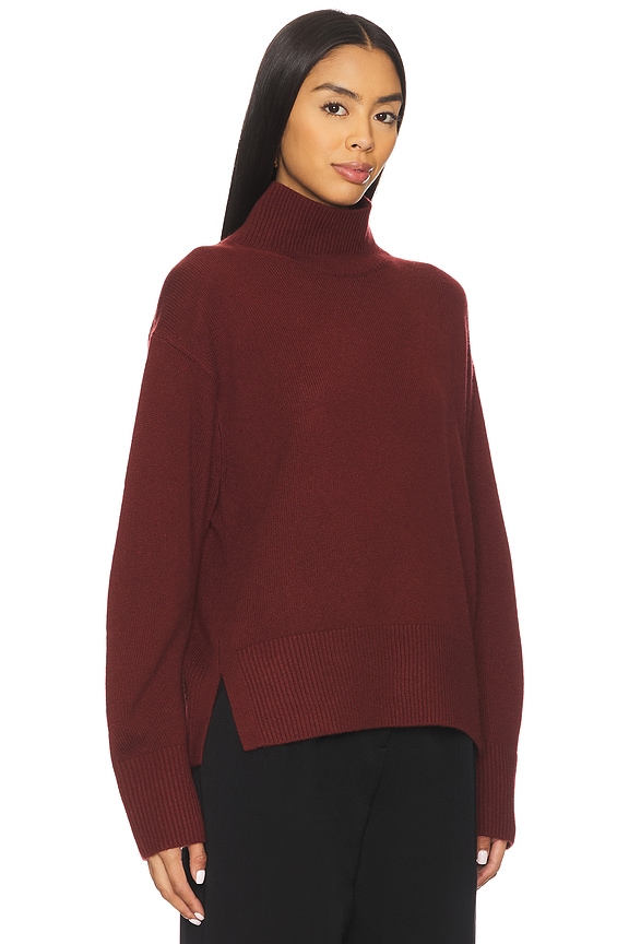 view 2 of 4 Turtle Neck Side Slit Sweater in Bordeaux