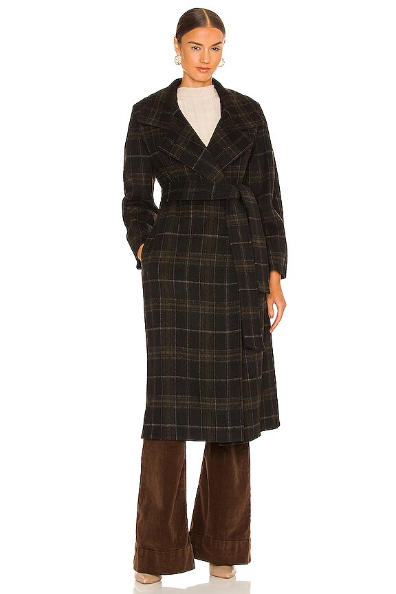 view 2 of 4 Long Plaid Coat in Black & Java