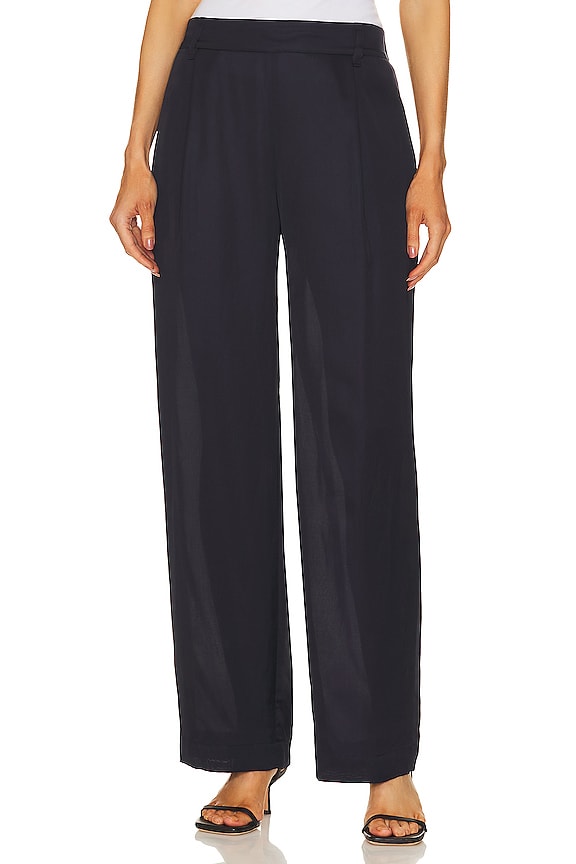 Vince High Waist Silk Blend Pull On Pant in Coastal | REVOLVE