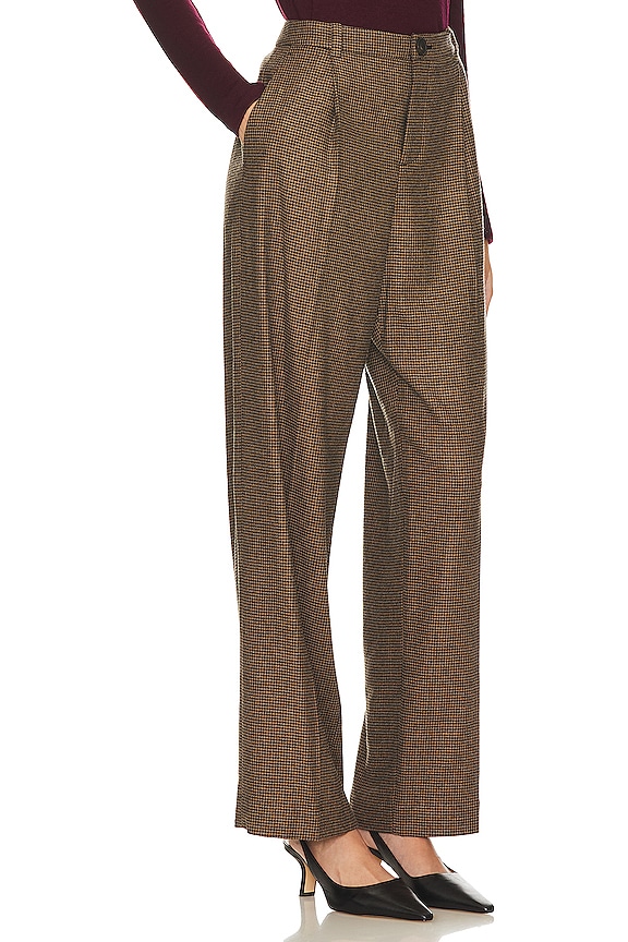 view 2 of 4 Houndstooth Pleat Front Pant in Black & Camel