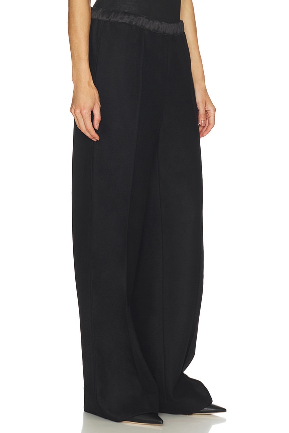 view 2 of 6 Mid Rise Satin Combo Pull On Pant in Black