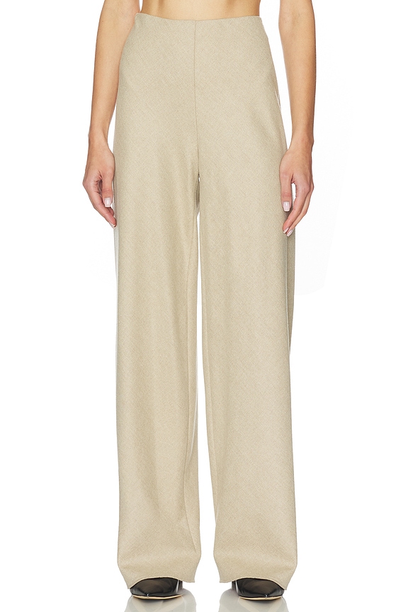 view 1 of 6 High Waist Wool Blend Bias Pant in Oatmeal