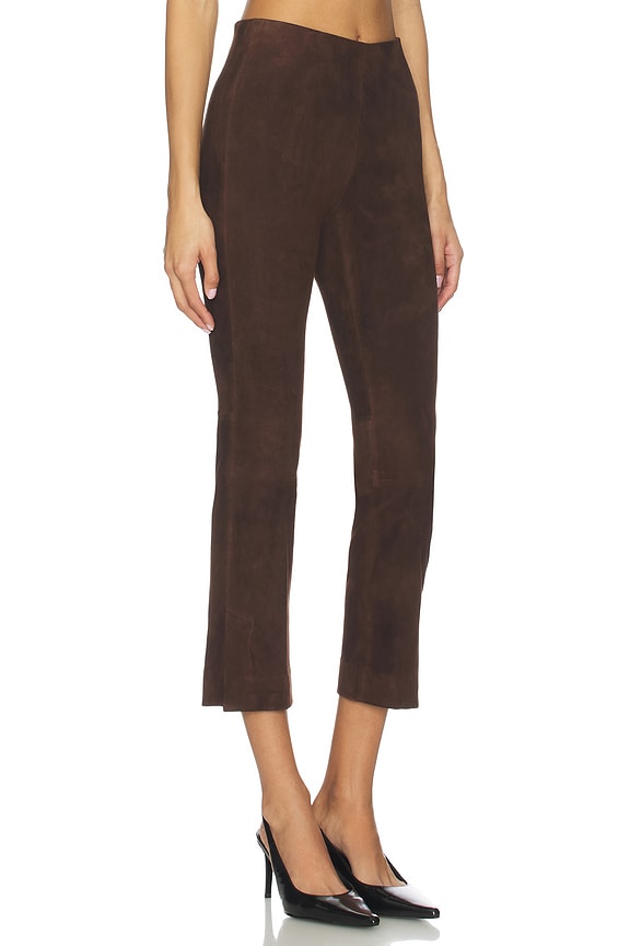 view 2 of 6 Suede Split Hem Crop Pant in Chocolate