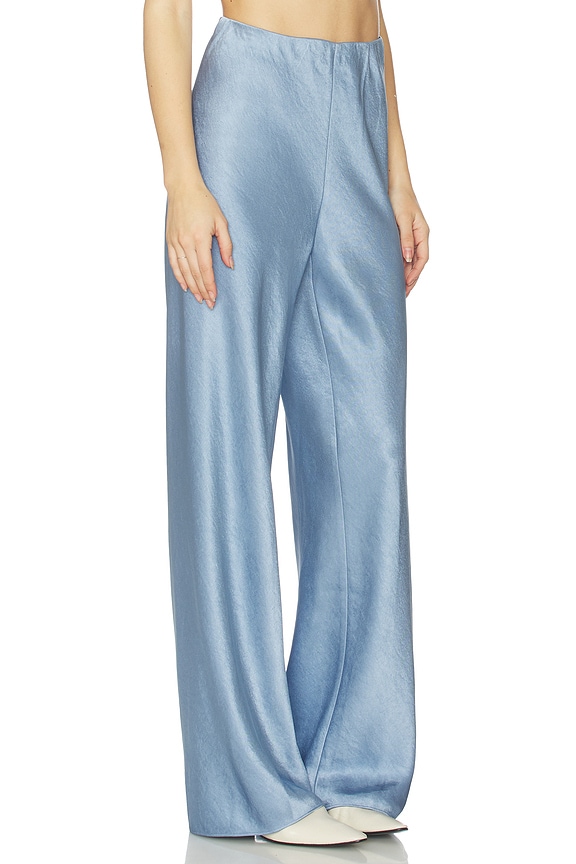 view 2 of 6 High Waist Fluid Satin Bias Pant in Pacific