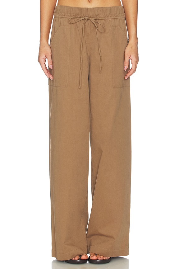 view 1 of 6 Mid Rise Cotton Drawstring Pant in Almondine