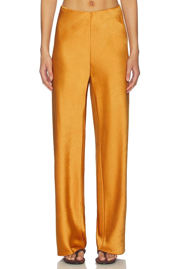view 1 of 6 High Waist Satin Bias Pant in Clementine