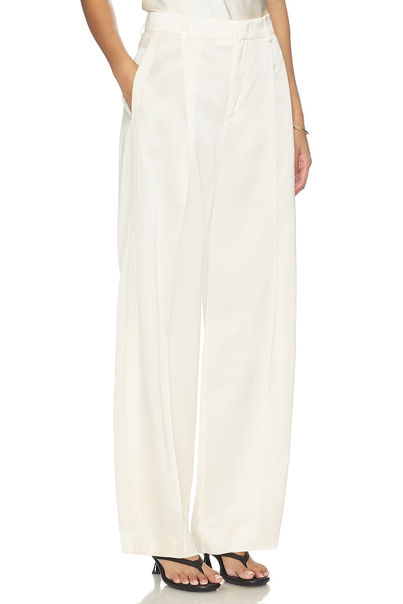 view 2 of 6 High Waist Satin Trouser in Flax