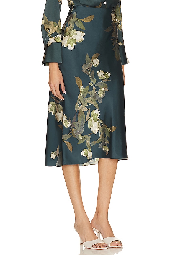 view 2 of 4 Camellia Branch Bias Slip Skirt in Azurine
