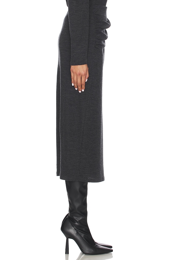 view 2 of 6 Waist Draped Midi Skirt in Dark Heather Grey