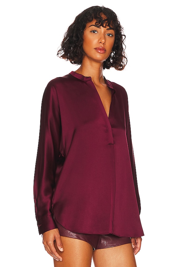 view 2 of 4 Band Collar Blouse in Plum Wine