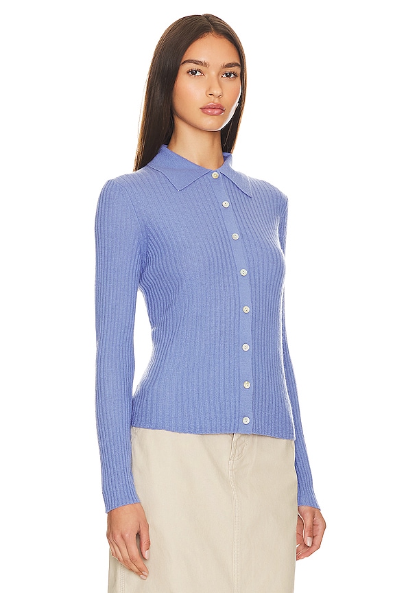 view 2 of 4 Ribbed Button Front Polo in Wave Quartz