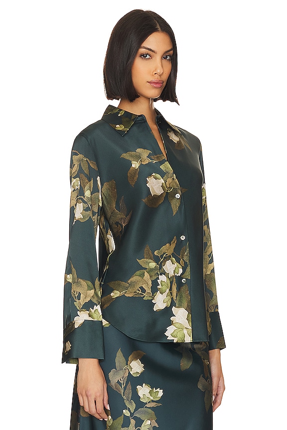 view 2 of 4 Camellia Branch Bias Blouse in Azurine