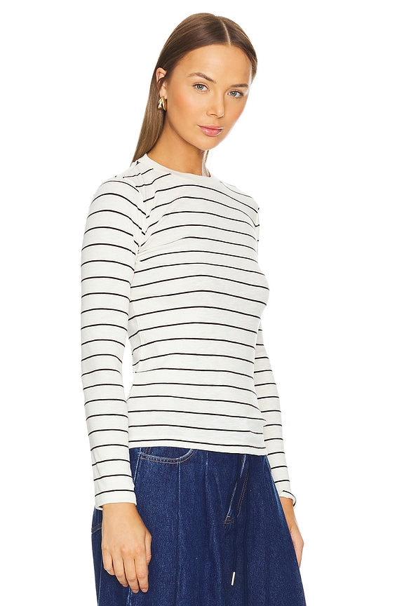 view 2 of 4 Striped Long Sleeve Crew Tee in Black Combo