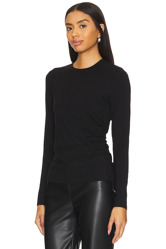 view 2 of 4 Side Drape Long Sleeve Crew in Black