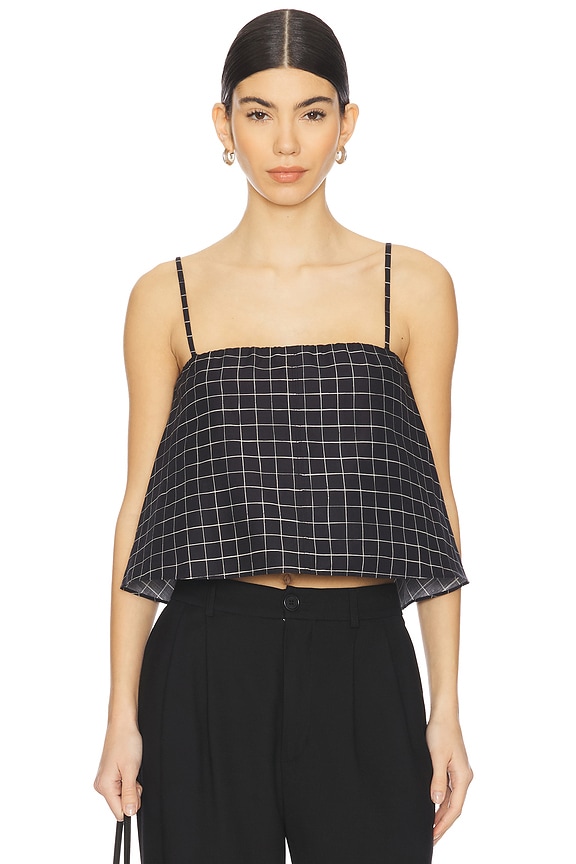 view 2 of 6 Trellis Strapless Tie Back Top in Black & Cream