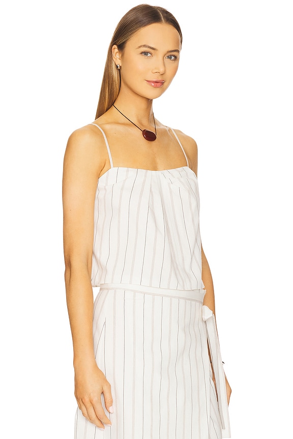 view 2 of 5 Seedling Stripe Draped Front Tank in Off White & Marigold