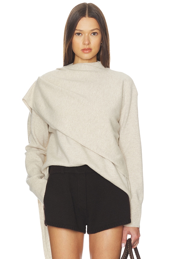 view 2 of 5 Draped Crew Neck Top in Dove Oat