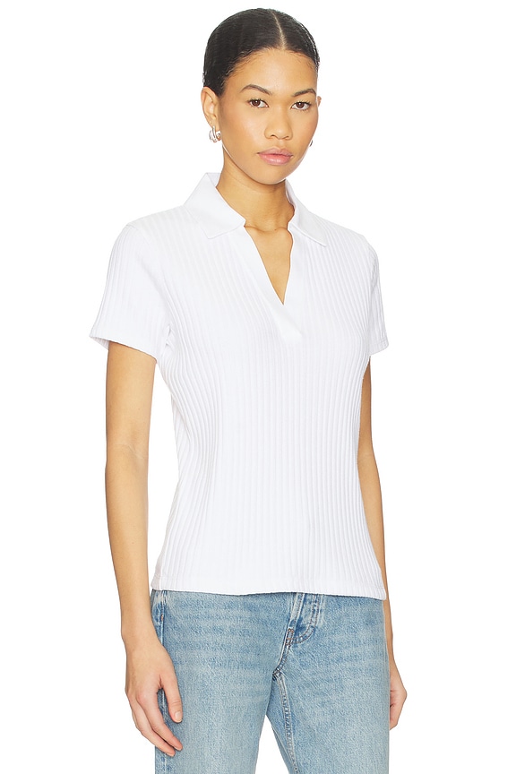 view 2 of 5 Rib Short Sleeve Polo in Optic White