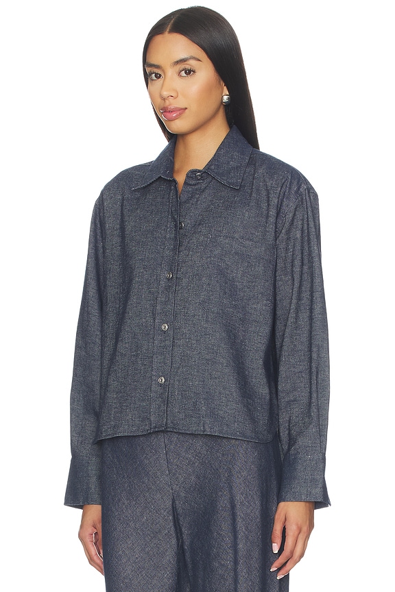 view 2 of 4 Cropped Long Sleeve Shirt in Indigo