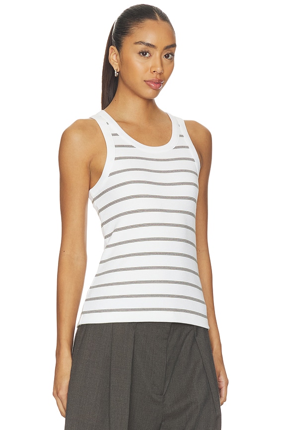 view 2 of 4 Stripe Scoop Neck Tank in Herb Combo