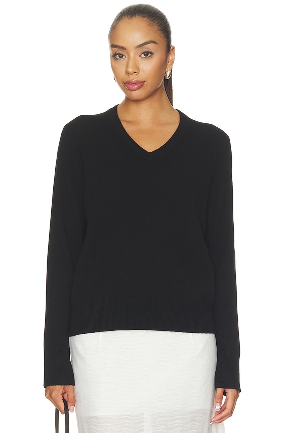 view 2 of 5 Casual V Neck Top in Black