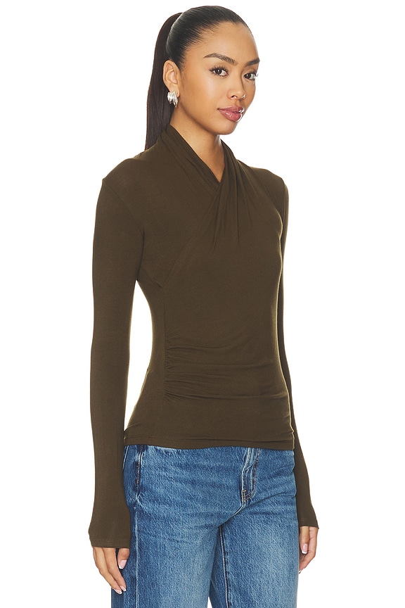 view 2 of 4 Longsleeve Fixed Wrap Top in Cypress