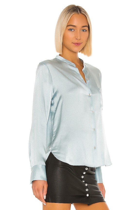 view 2 of 4 Fitted Band Collar Top in Sky Lark