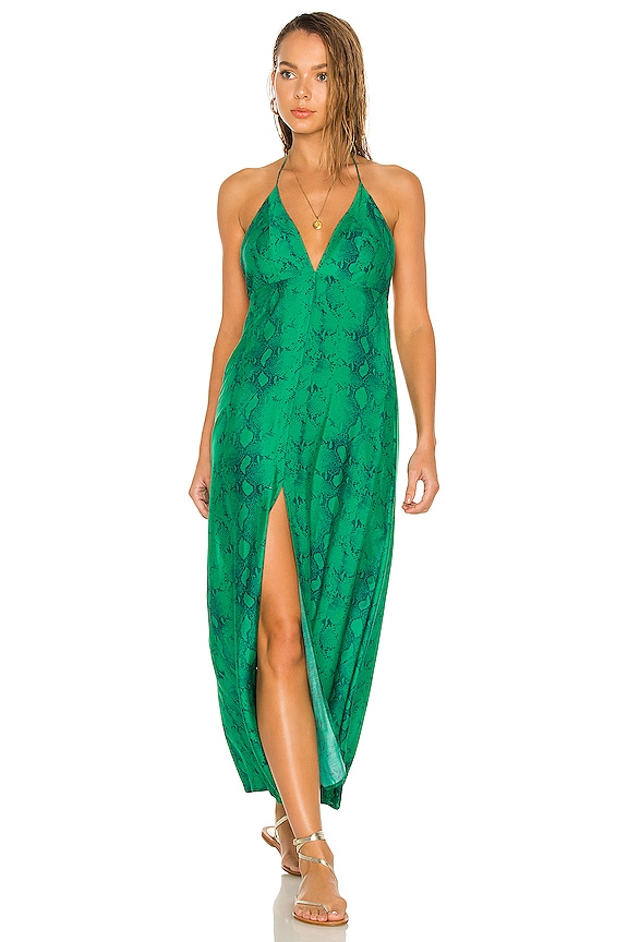 Vix Swimwear Luna Long Dress in Green Snake REVOLVE