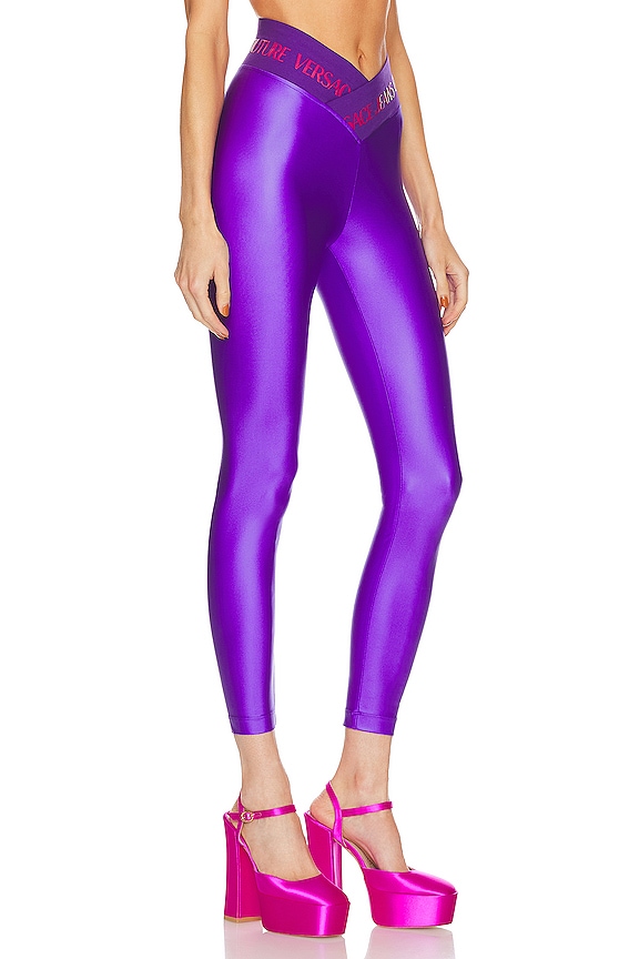 view 2 of 4 Satin Legging Doodle Waistband in Royal Purple
