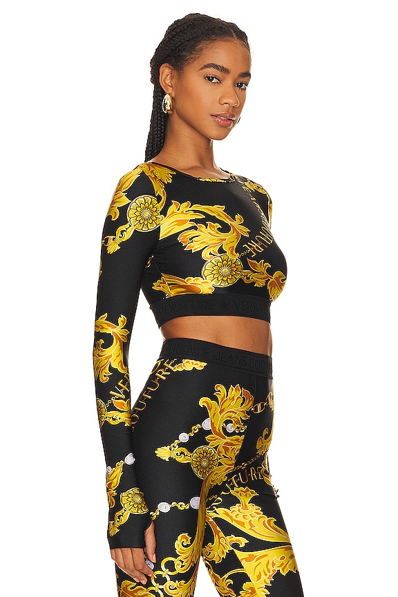 view 2 of 4 Cropped Tee in Black & Gold