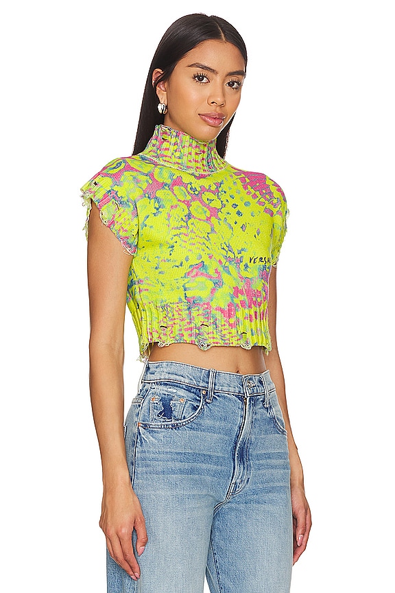 view 2 of 4 Knit Cropped Top in E609-acid