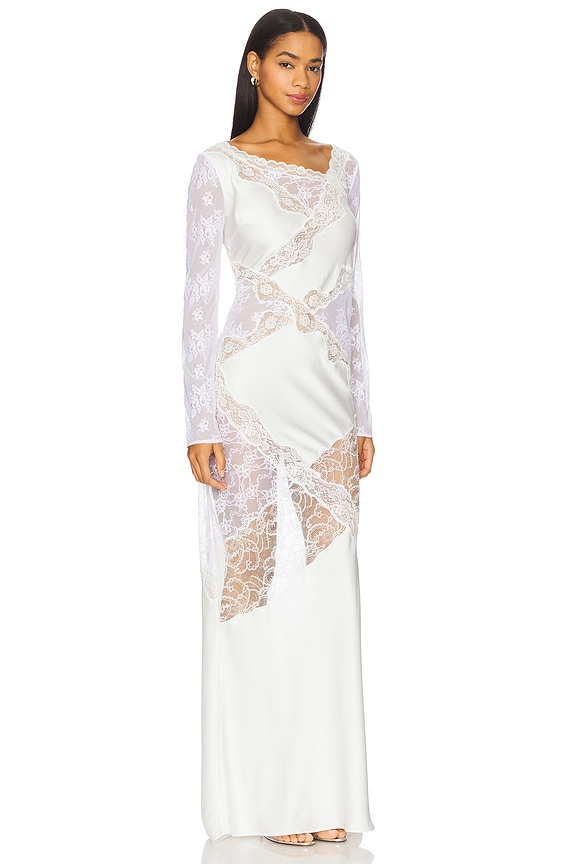 view 2 of 3 Satin Maxi Dress in White