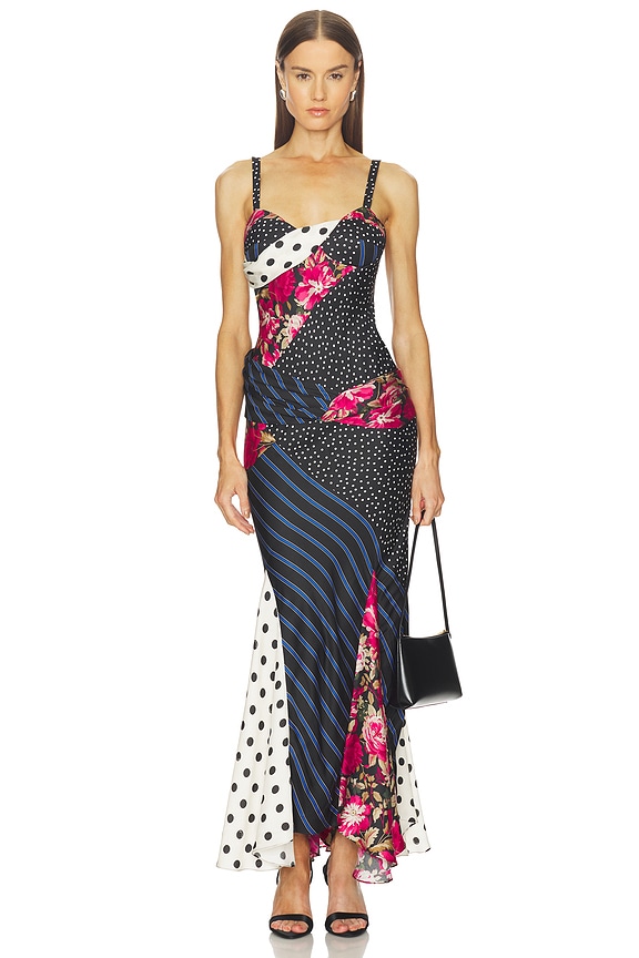 view 1 of 4 Asymmetric Patchwork Dress in Print