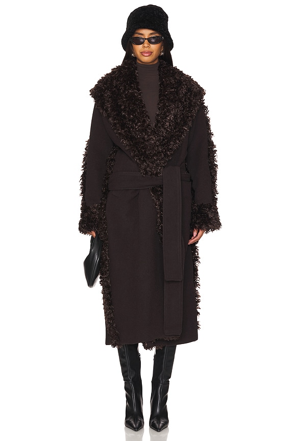 view 2 of 4 Over Size Wrap Coat in Chocolat