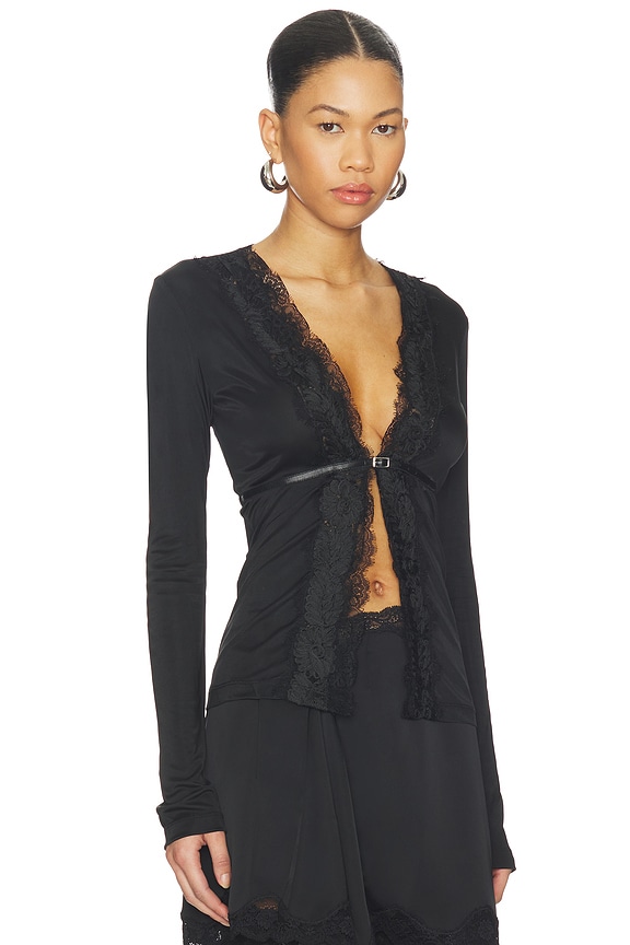 view 2 of 4 Long Sleeve Fitted Cardigan in Black