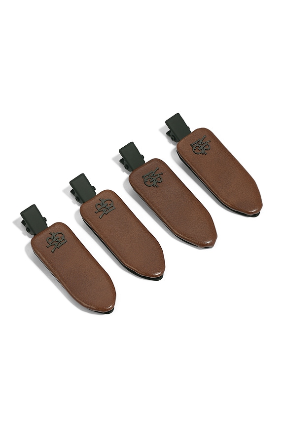 view 2 of 3 VEGAN LEATHER CREASELESS CLIPS  VEGAN LEATHER CREASELESS CLIPS in Tobacco