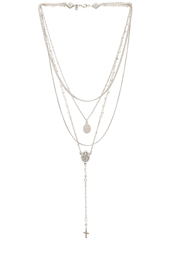 view 1 of 1 Multi Layered Chain & Stone Rosary in Silver