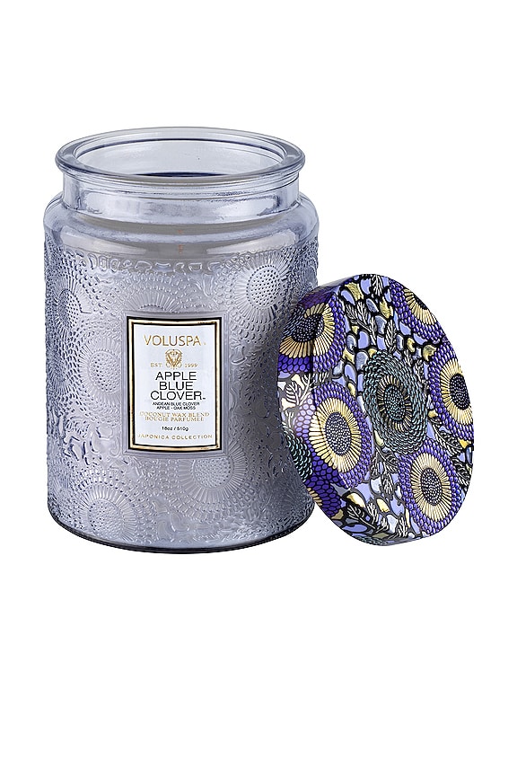 view 2 of 3 Apple Blue Clover Large Jar Candle in Apple Blue Clover