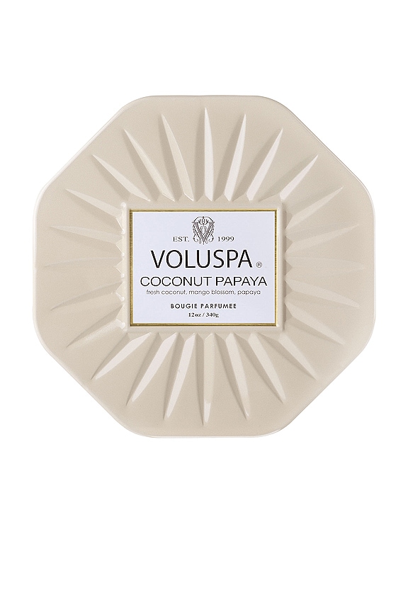 view 2 of 3 Coconut Papaya Octagon Tin Candle in Coconut Papaya