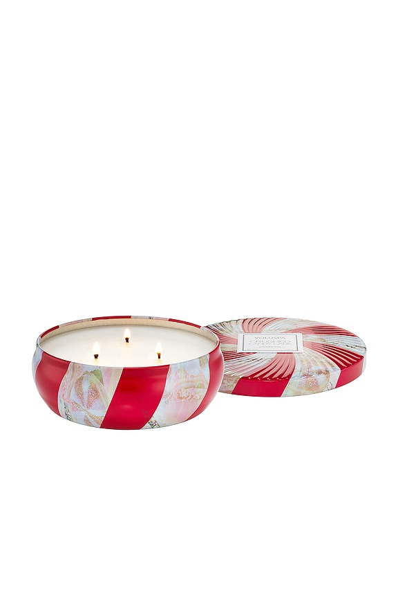 view 2 of 4 Crushed Candy Cane 3 Wick Tin Candle in 
