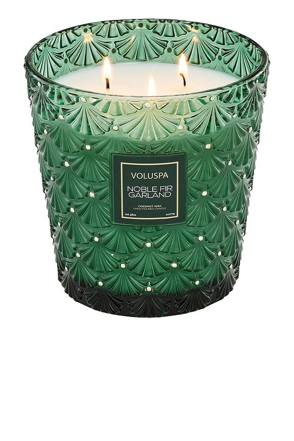 view 2 of 6 Noble Fir Garland 3 Wick Hearth Candle in 