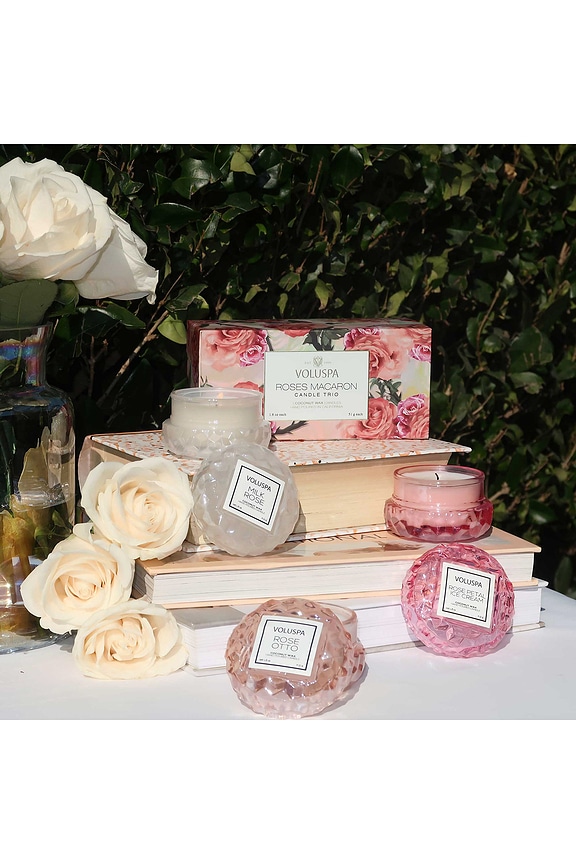 view 2 of 2 ENSEMBLE DE BOUGIE ROSES MACARON TRIO in 