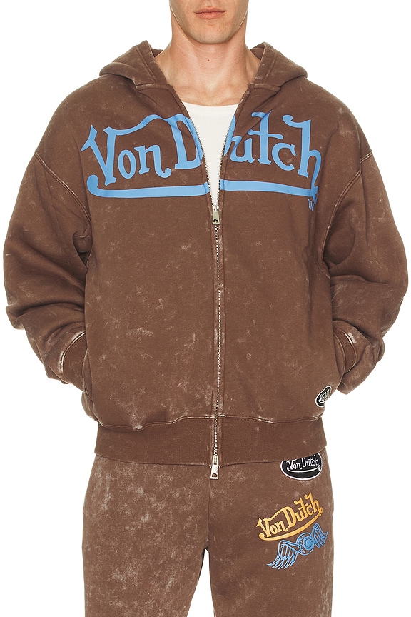 view 1 of 5 Oversized Washed Zip Hoodie in Sepia Stone Mineral Wash