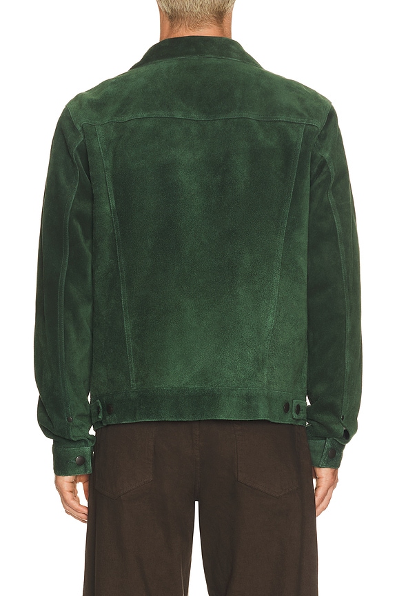 view 2 of 5 Suede Trucker Jacket in Green