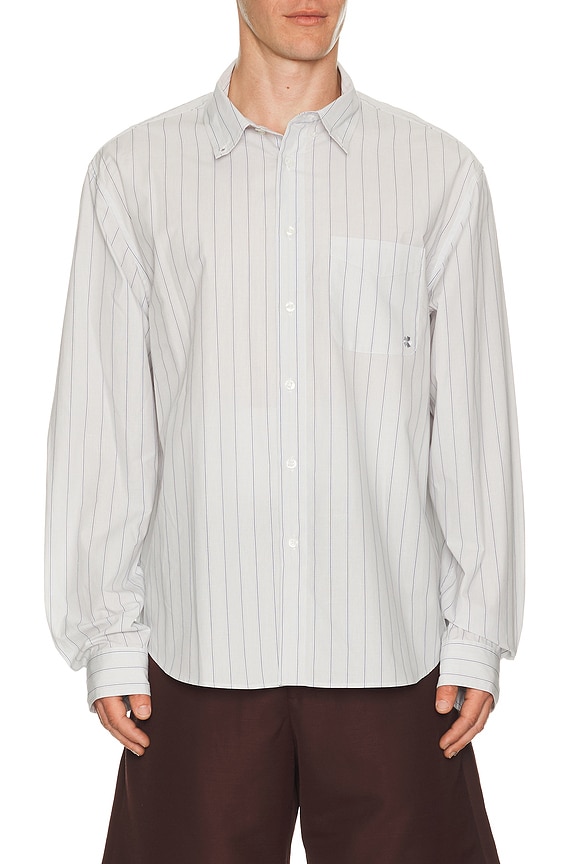 view 1 of 5 Long Sleeve Striped Button Down Shirt in Grey