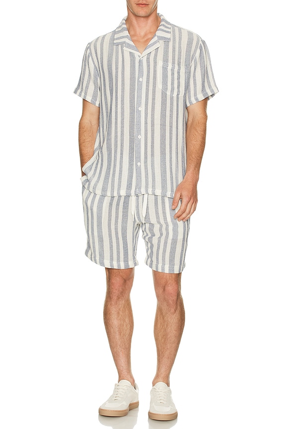 view 5 of 5 Basket Weave Camp Shirt in Navy