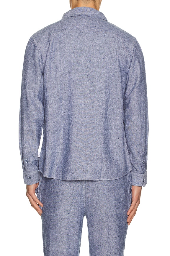 view 2 of 4 Long Sleeve Linen Button Down Shirt in Navy