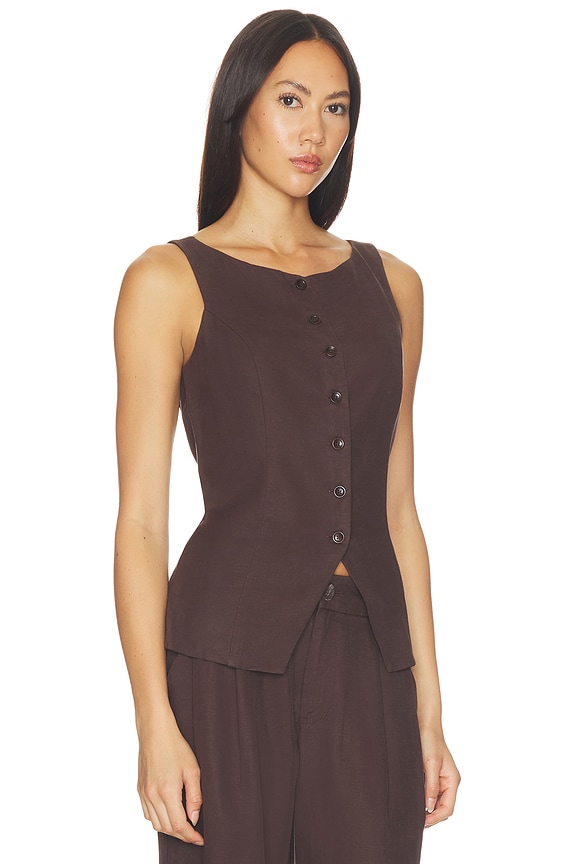 view 2 of 4 Trestles Twill Button Down Tank Top in French Roast
